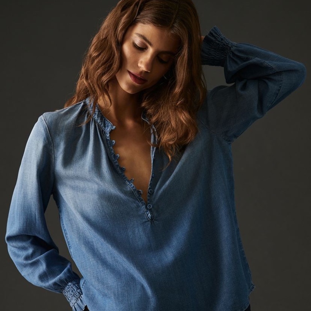 Anthropologie Cloth & Stone denim Henley top